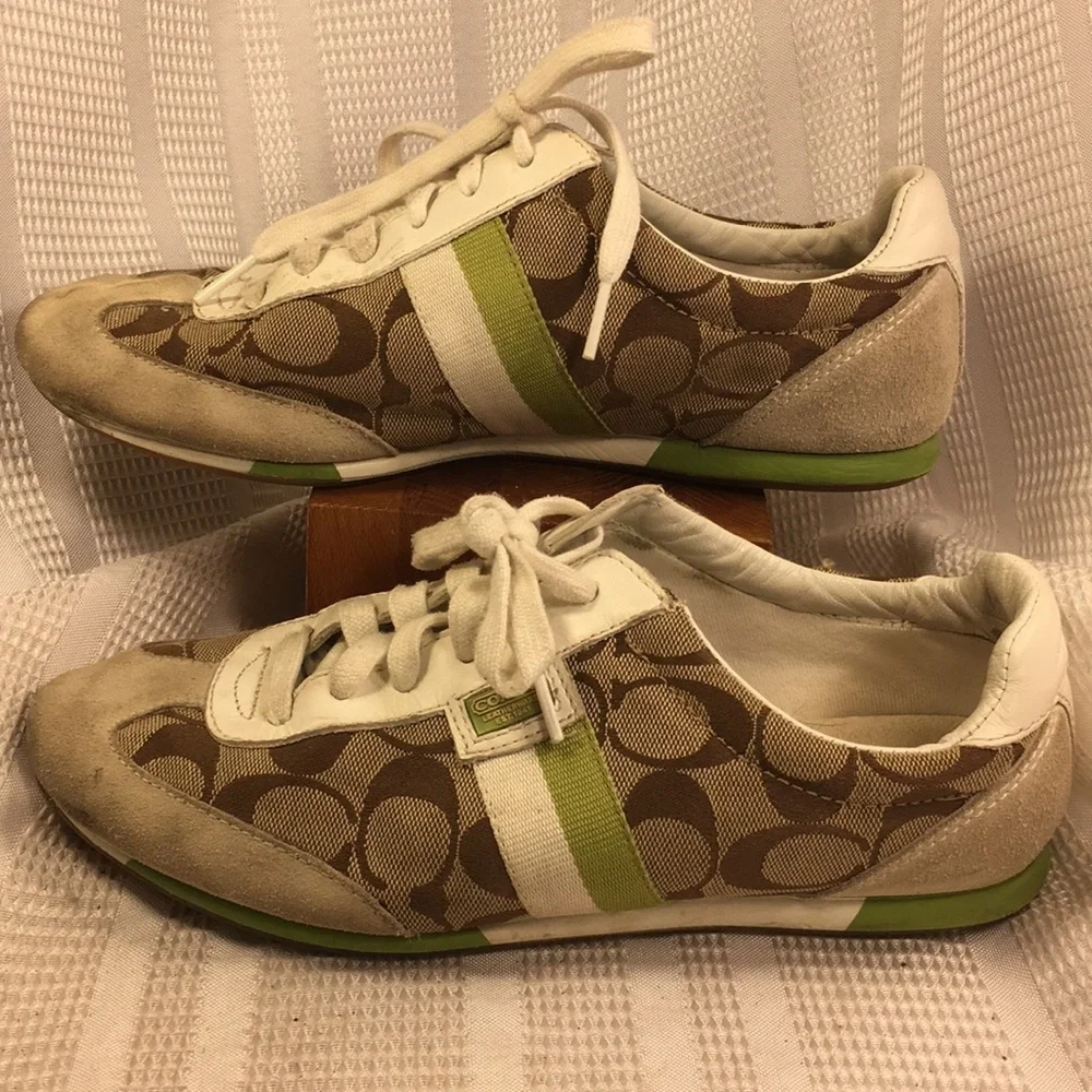Coach iconic monogrammed canvas/leather sneakers